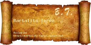 Bartalits Teréz névjegykártya